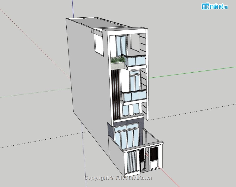 nhà phố 3 tầng,file su nhà phố 3 tầng,nhà phố 3 tầng sketchup,nhà phố hiện đại