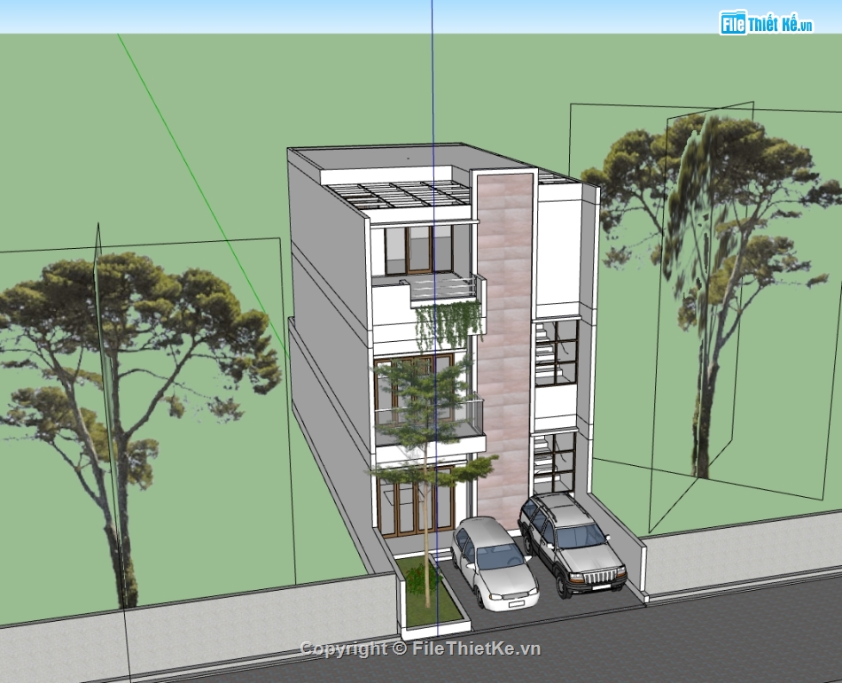 nhà phố 3 tầng,su nhà phố 3 tầng,nhà phố 3 tầng sketchup,nhà phố hiện đại