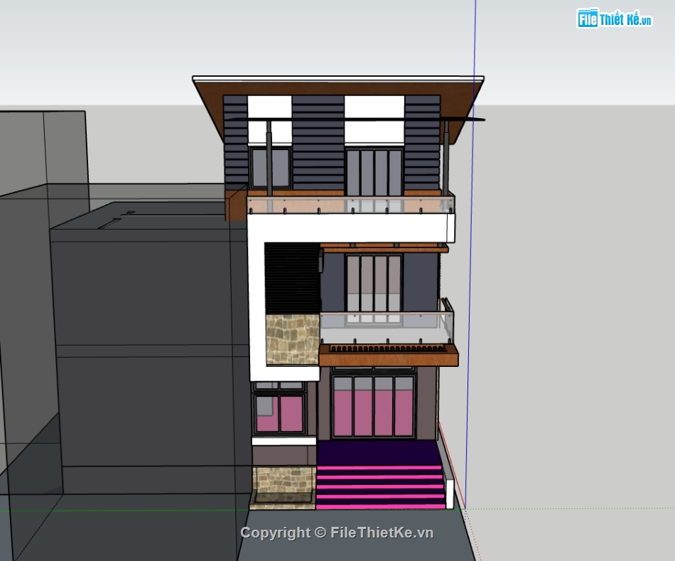 nhà phố 3 tầng,nhà hiện đại,nhà 3 tầng hiện đại,Model sketchup nhà hiện đại,Model sketchup nhà phố 3 tầng