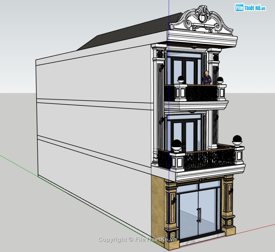 file su nhà phố 3 tầng,model su nhà phố 3 tầng,sketchup nhà phố 3 tầng,nhà phố 3 tầng file su