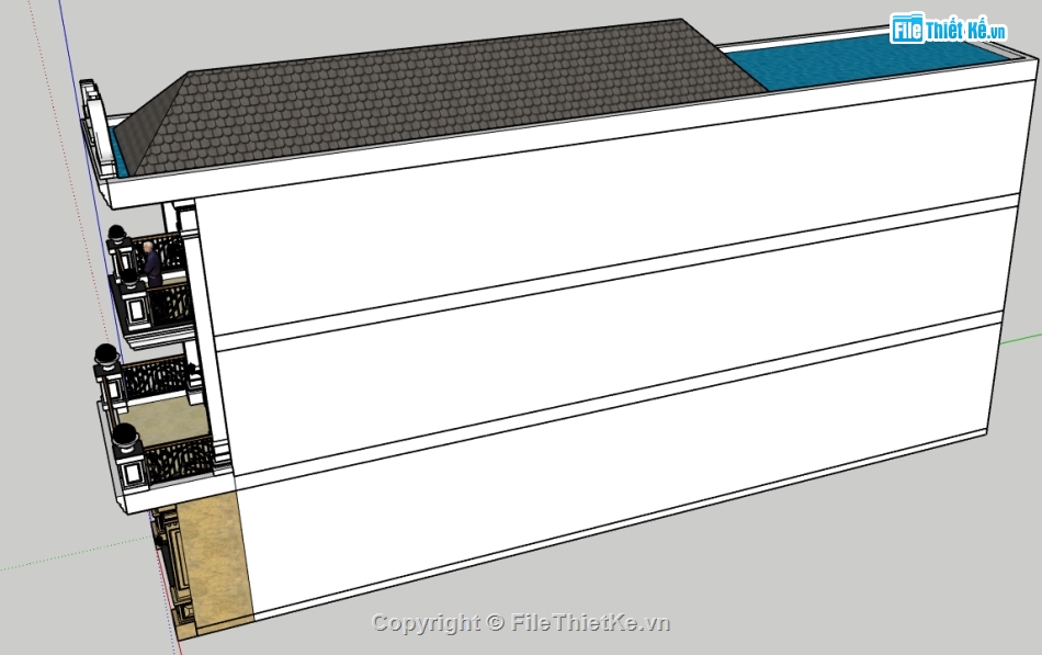 file su nhà phố 3 tầng,model su nhà phố 3 tầng,sketchup nhà phố 3 tầng,nhà phố 3 tầng file su