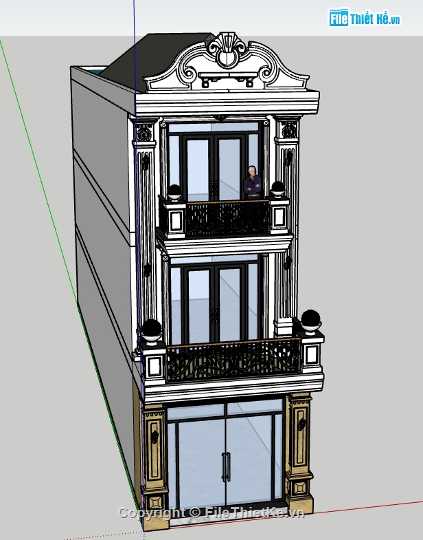 file su nhà phố 3 tầng,model su nhà phố 3 tầng,sketchup nhà phố 3 tầng,nhà phố 3 tầng file su