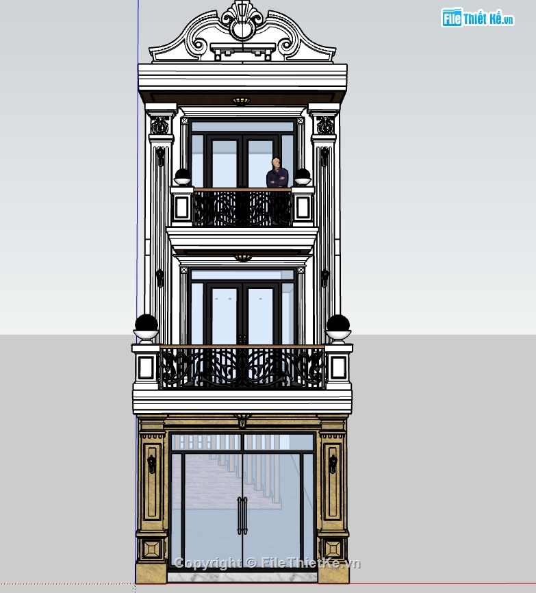 file su nhà phố 3 tầng,model su nhà phố 3 tầng,sketchup nhà phố 3 tầng,nhà phố 3 tầng file su