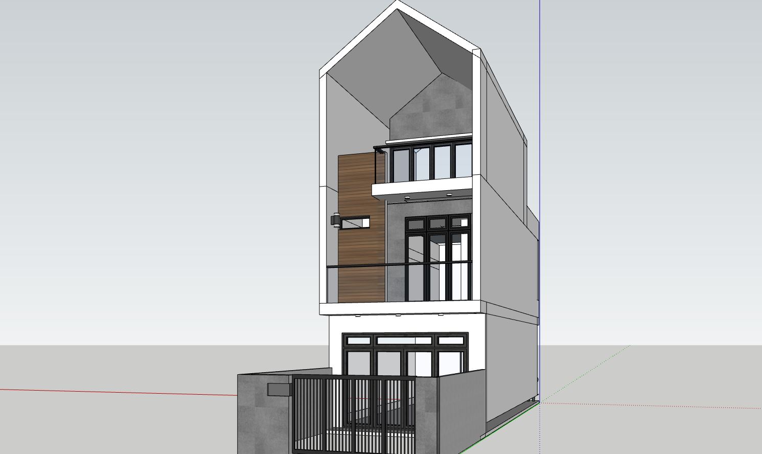 nhà phố 3 tầng,phối cảnh nhà phố 3 tầng,thiết kế nhà phố 3 tầng,file sketchup nhà phố 3 tầng