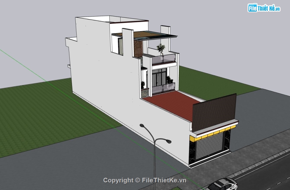 nhà phố 3 tầng,sketchup nhà phố 3 tầng,phối cảnh nhà phố 3 tầng,thiết kế nhà phố 3 tầng