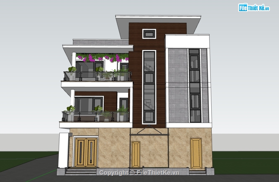 Model sketchup nhà phố 3.5 tầng hiện đại,Model sketchup nhà phố,Model sketchup nhà phố 3 tầng,Model sketchup nhà phố 3.5 tầng