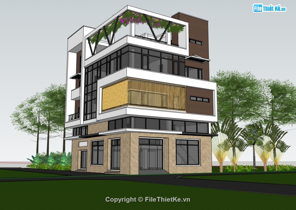 Model sketchup nhà phố 4 tầng,sketchup nhà phố 4 tầng hiện đại,File sketchup nhà phố 4 tầng,File sketchup nhà phố 4 tầng 2 mặt tiền