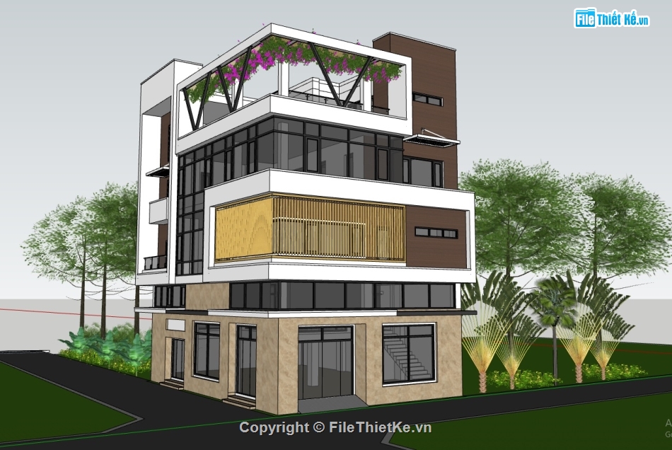 Model sketchup nhà phố 4 tầng,sketchup nhà phố 4 tầng hiện đại,File sketchup nhà phố 4 tầng,File sketchup nhà phố 4 tầng 2 mặt tiền