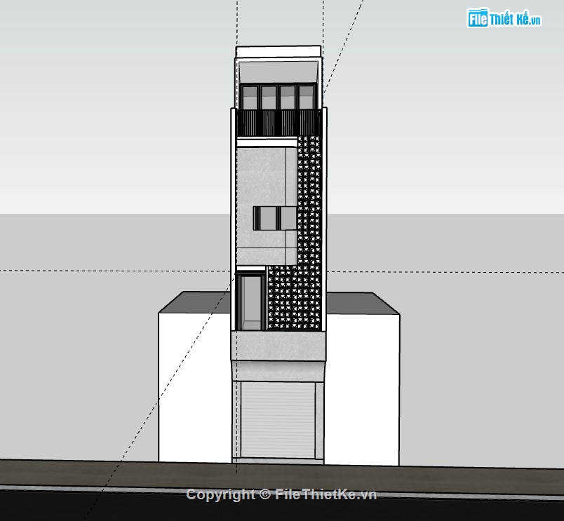 nhà 4 tầng,su nhà phố,sketchup nhà phố 4 tầng,su nhà phố 4 tầng