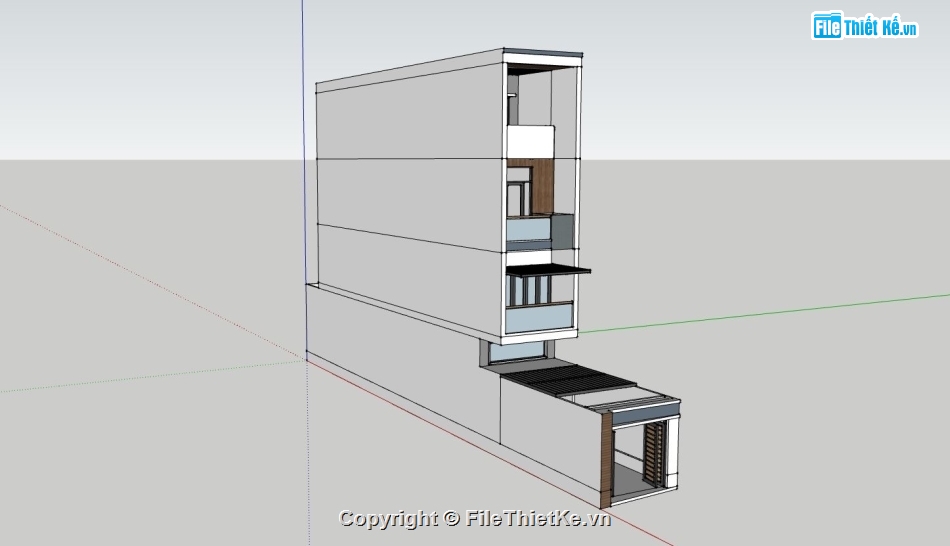 nhà phố 4 tầng,sketchup nhà phố 4 tầng,phối cảnh nhà phố 4 tầng