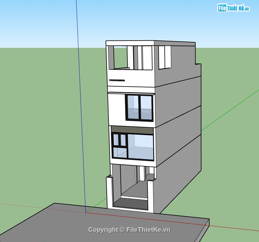 nhà phố 4 tầng,File su nhà phố 4 tầng,model sketchup nhà phố 4 tầng,model su nhà phố 4 tầng