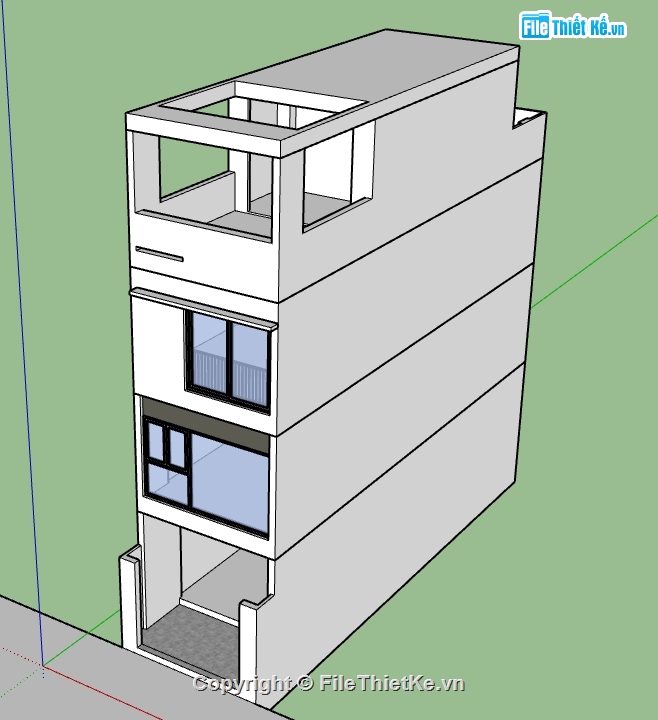 nhà phố 4 tầng,File su nhà phố 4 tầng,model sketchup nhà phố 4 tầng,model su nhà phố 4 tầng