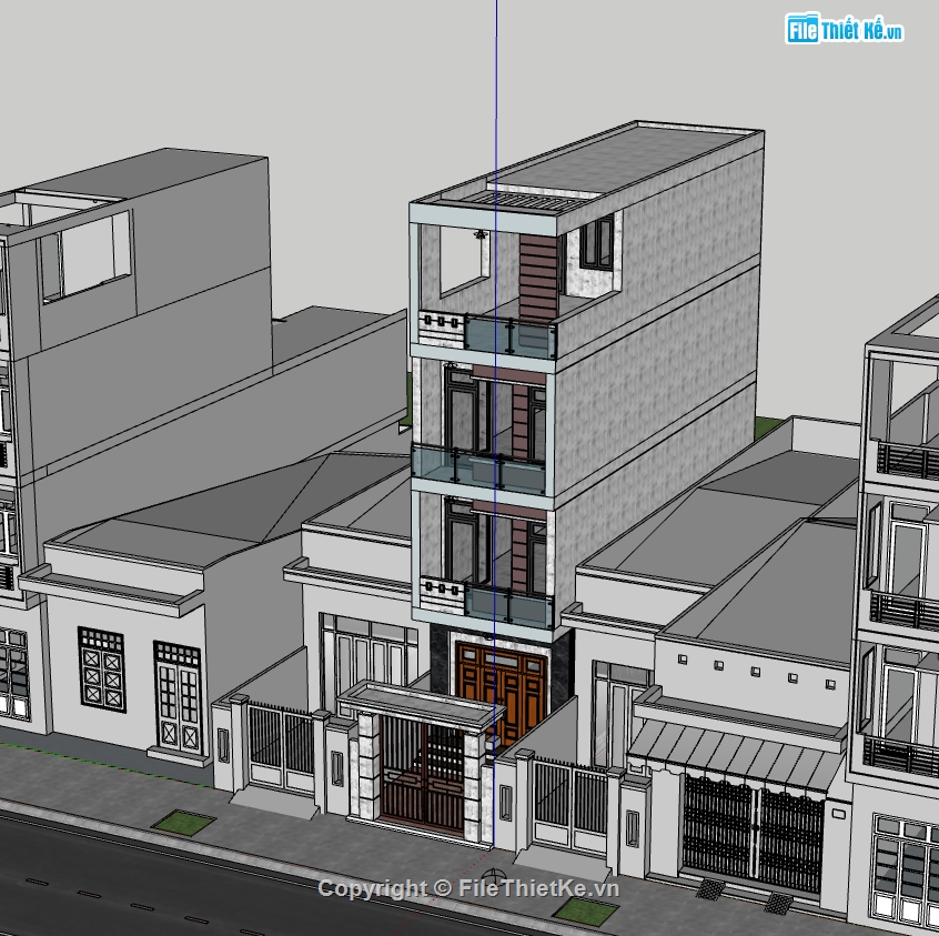 nhà 4 tầng,nhà phố sketchup,sketchup nhà phố 4 tầng,su nhà phố,su nhà phố 4 tầng