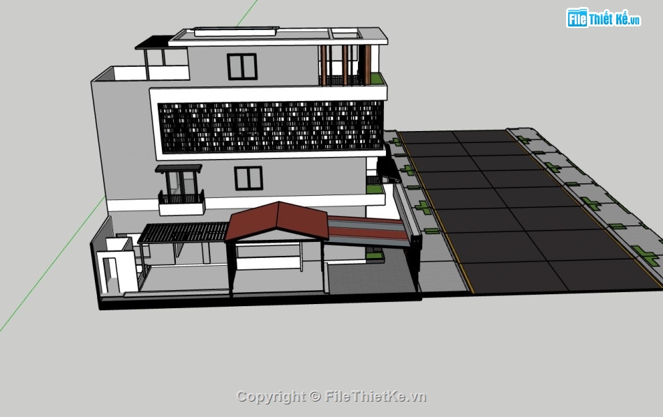 nhà phố 4 tầng,file su nhà phố 4 tầng,mẫu sketchup nhà phố 4 tầng