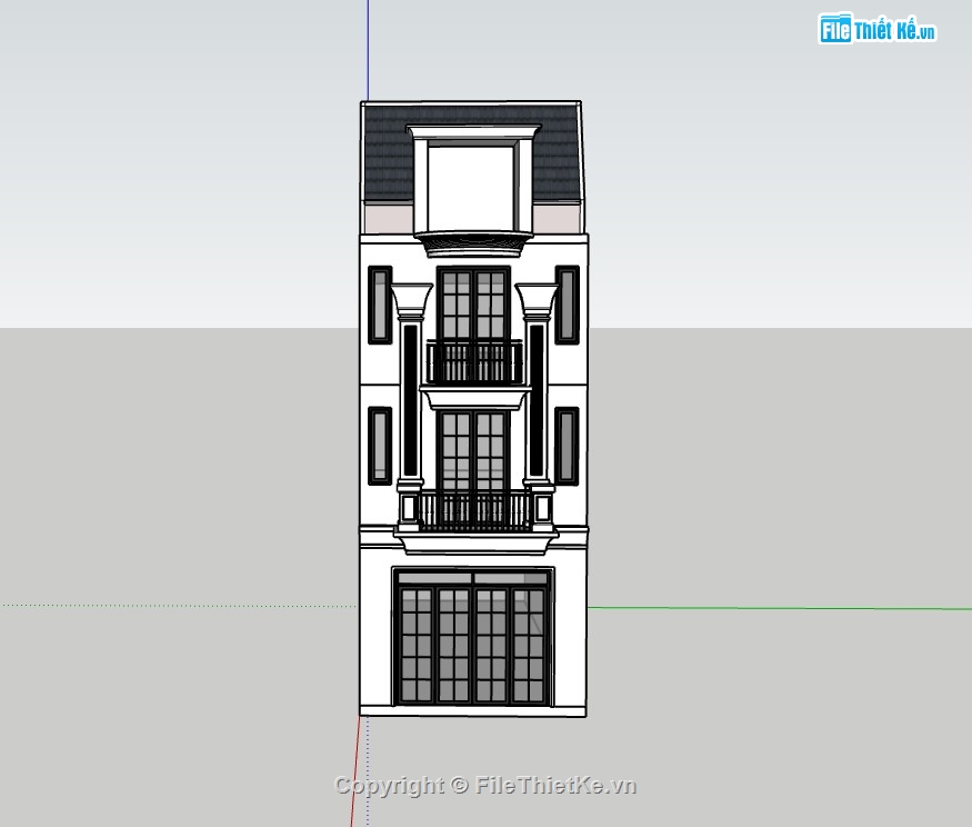 nhà phố 4 tầng,su nhà phố,sketchup nhà phố,su nhà phố 4 tầng