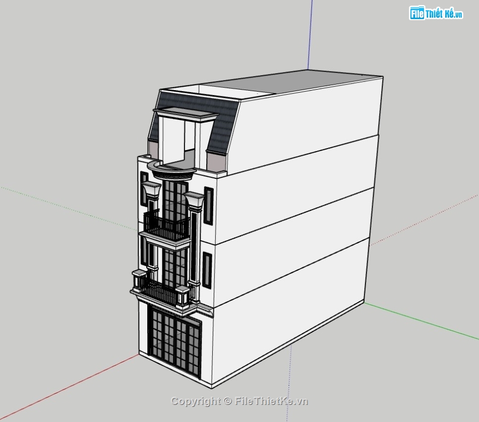 nhà phố 4 tầng,su nhà phố,sketchup nhà phố,su nhà phố 4 tầng