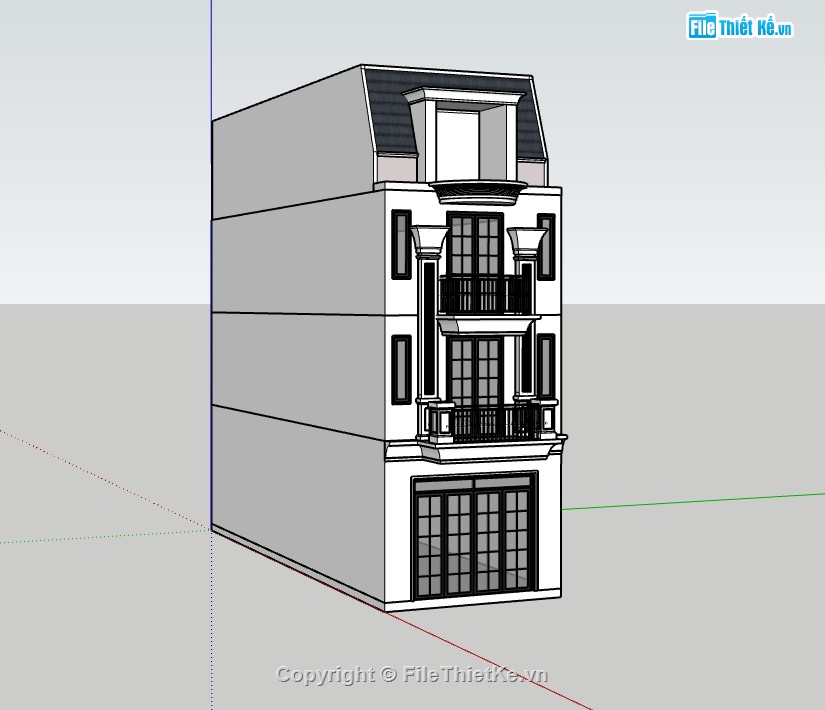 nhà phố 4 tầng,su nhà phố,sketchup nhà phố,su nhà phố 4 tầng