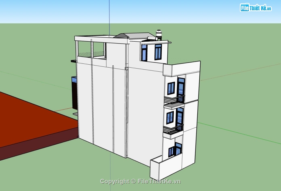 nhà 4 tầng,file nhà phố sketchup,file nhà phố 4 tầng,phối cảnh nhà phố 4 tầng đẹp