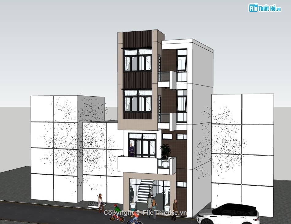 nhà phố 4 tầng,model su nhà phố 4 tầng,phối cảnh nhà phố 4 tầng