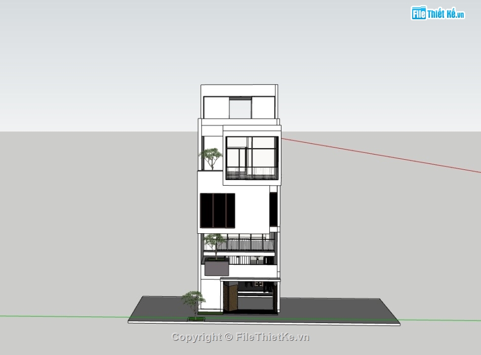 nhà 4 tầng,nhà phố sketchup,su nhà phố,nhà phố 4 tầng