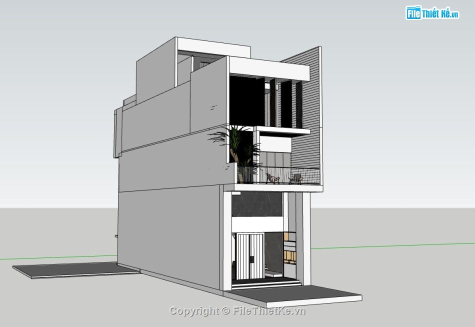 nhà 4 tầng,nhà phố sketchup,su nhà phố,nhà phố 4 tầng