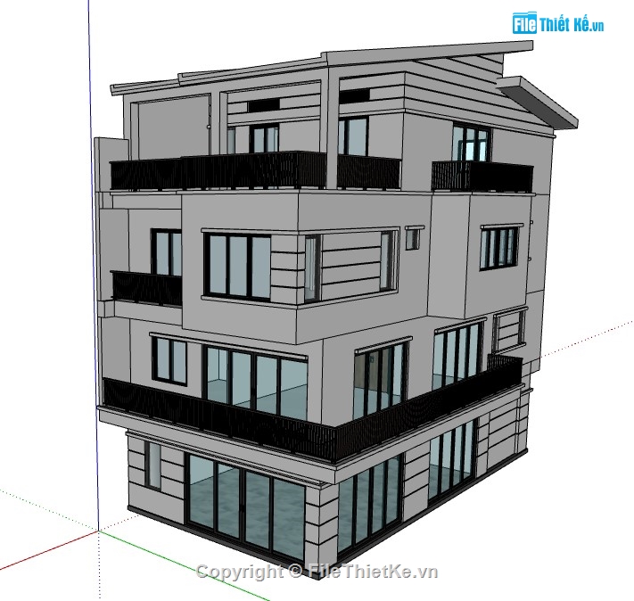 nhà phố 4 tầng,sketchup nhà phố,sketchup nhà phố 4 tầng,su nhà phố,nhà phố