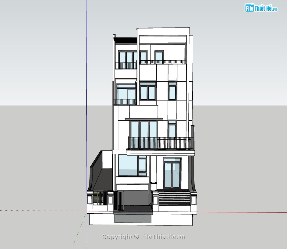 nhà phố 4 tần,su nhà phố,sketchup nhà phố,su nhà phố 4 tầng