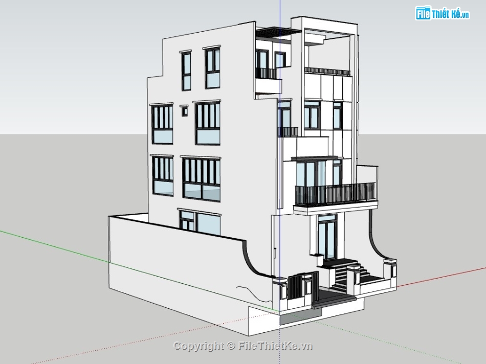 nhà phố 4 tần,su nhà phố,sketchup nhà phố,su nhà phố 4 tầng