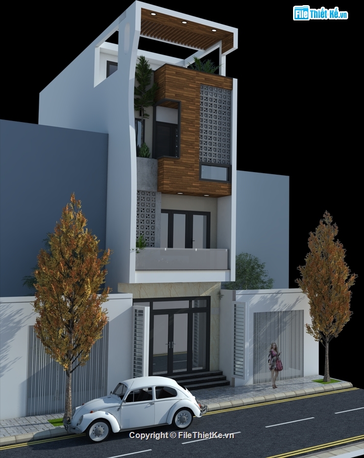 Nhà phố 4 tầng 4.2x18m,Model su nhà phố 4 tầng,File sketchup nhà phố 4 tầng,Sketchup nhà phố 4 tầng,File su nhà phố 4 tầng