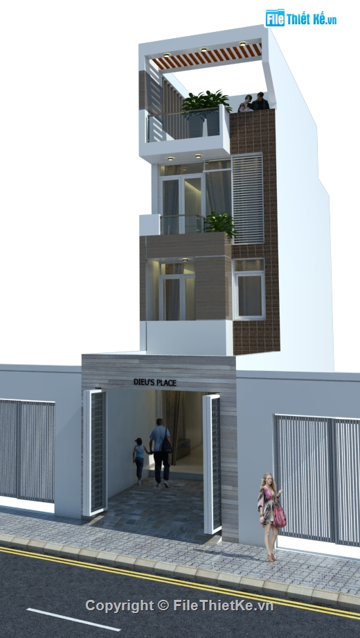 File sketchup nhà phố,File su nhà phố 4.2x20.5m,Model su nhà phố 4 tầng,File su nhà phố 4 tầng