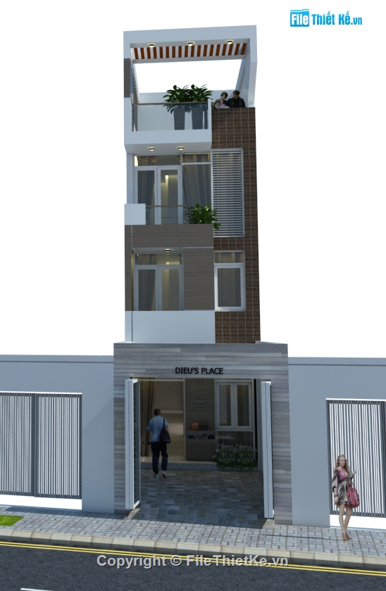 File sketchup nhà phố,File su nhà phố 4.2x20.5m,Model su nhà phố 4 tầng,File su nhà phố 4 tầng
