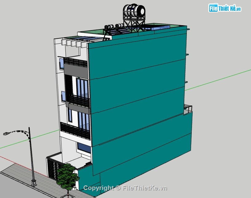 Nhà phố 4 tầng,model su nhà phố 4 tầng,nhà phố 4 tầng file su,sketchup nhà phố 4 tầng,file su nhà phố 4 tầng