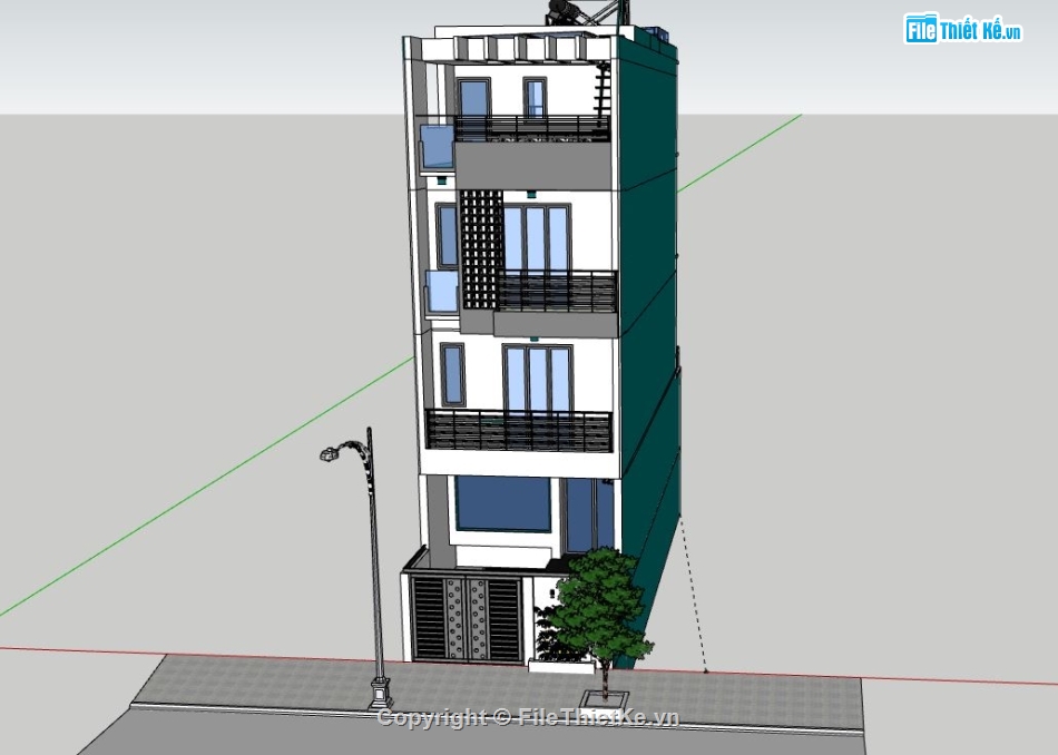 Nhà phố 4 tầng,model su nhà phố 4 tầng,nhà phố 4 tầng file su,sketchup nhà phố 4 tầng,file su nhà phố 4 tầng