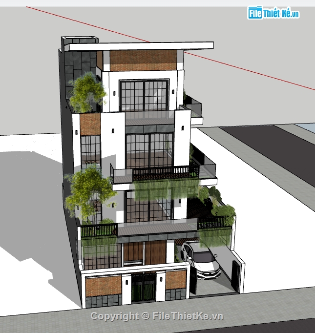 sketchup nhà phố,model 3d nhà phố,model su nhà phố,file su nhà phố,file 3d nhà phố