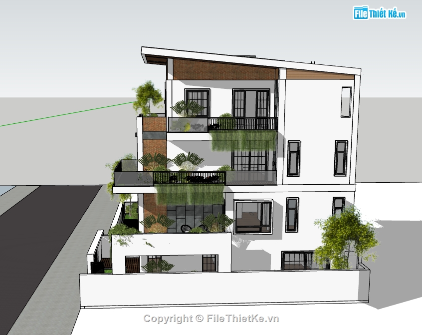 sketchup nhà phố,model 3d nhà phố,model su nhà phố,file su nhà phố,file 3d nhà phố