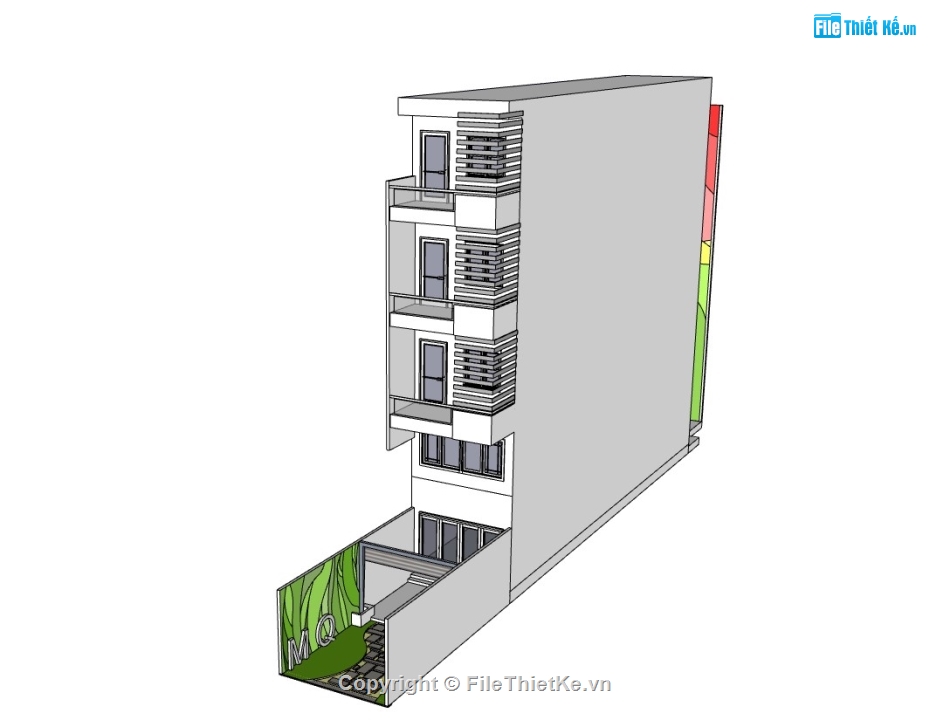 su nhà phố,sketchup nhà phố,su nhà phố 5 tầng