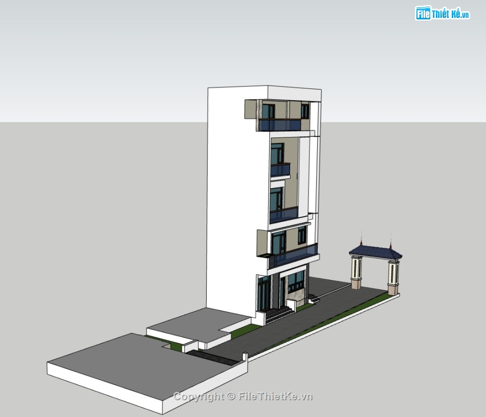 nhà 5 tầng,nhà phố 5 tầng,su nhà phố 5 tầng,sketchup nhà phố