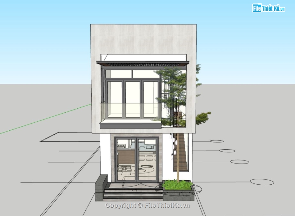 nhà phố 2 tầng,mẫu nhà phố hiện đại,model su nhà phố 2 tầng,nhà phố 2 tầng sketchup