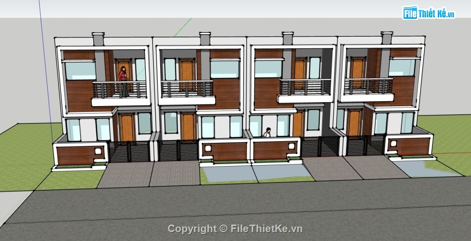 nhà phố liền kề,nhà phố sketchup,Model sketchup nhà phố