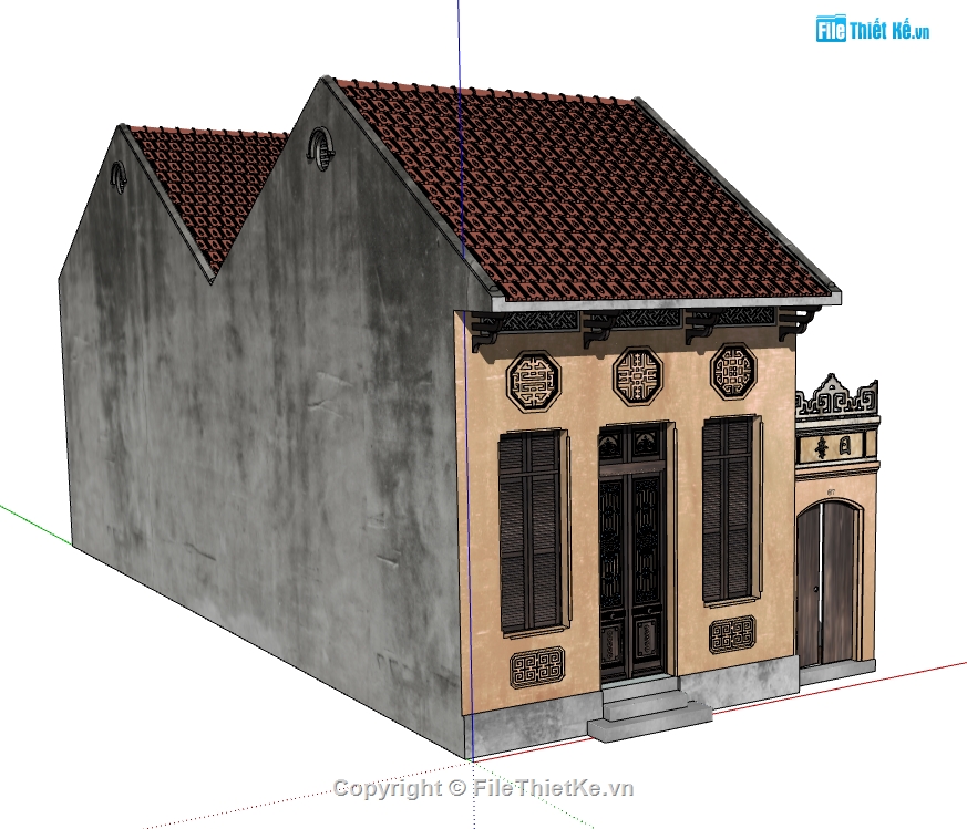 file su nhà cổ hà nội,model phố cổ,model sketchup nhà cổ