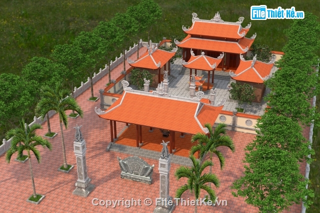 Nhà thờ họ,Sketchup nhà thờ họ,Nhà thờ tổ họ nguyển,Sketchup Nhà cổ,Model nhà thờ,Sketchup