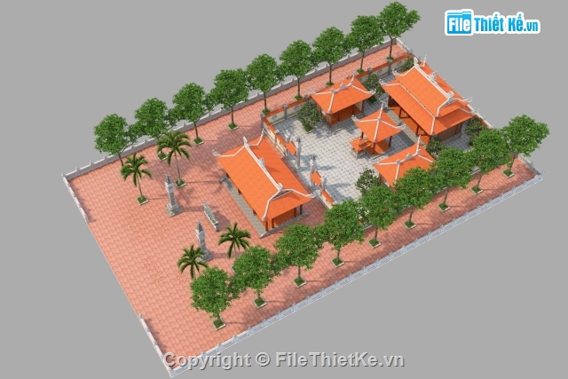 Nhà thờ họ,Sketchup nhà thờ họ,Nhà thờ tổ họ nguyển,Sketchup Nhà cổ,Model nhà thờ,Sketchup