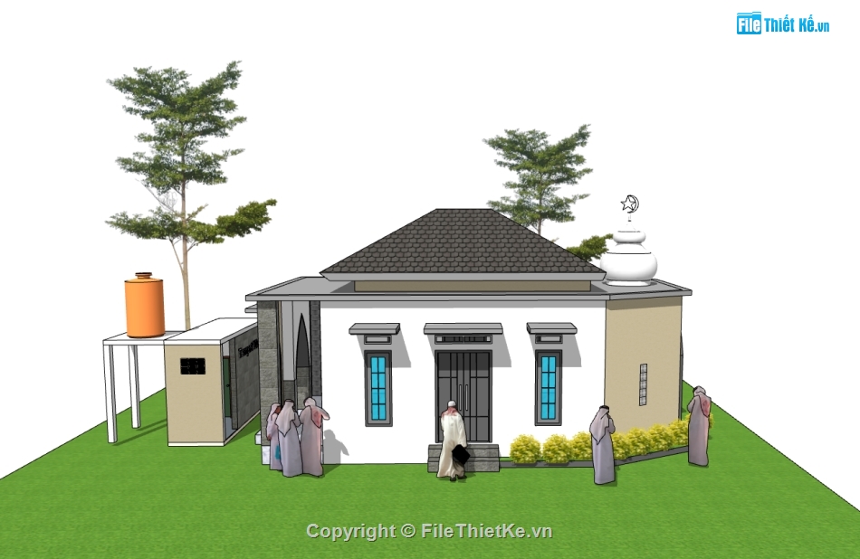nhà thờ hồi giáo,Model sketchup nhà thờ,Model nhà thờ,su nhà thờ hồi giáo