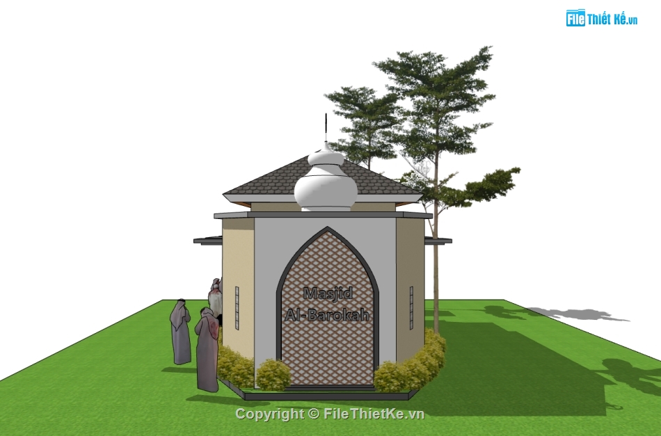 nhà thờ hồi giáo,Model sketchup nhà thờ,Model nhà thờ,su nhà thờ hồi giáo