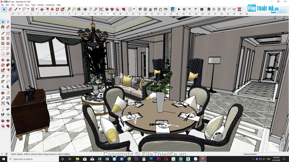 Sketchup nội thất,su nội thất,Su nội thất biệt thự,Sketchup thiết kế biệt thự,dựng biệt thự