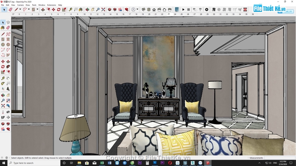 Sketchup nội thất,su nội thất,Su nội thất biệt thự,Sketchup thiết kế biệt thự,dựng biệt thự