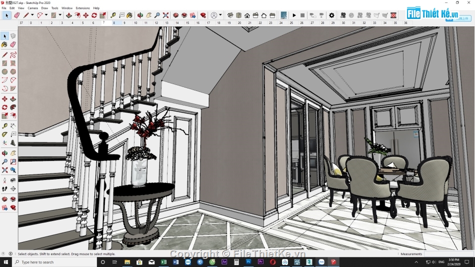 Sketchup nội thất,su nội thất,Su nội thất biệt thự,Sketchup thiết kế biệt thự,dựng biệt thự