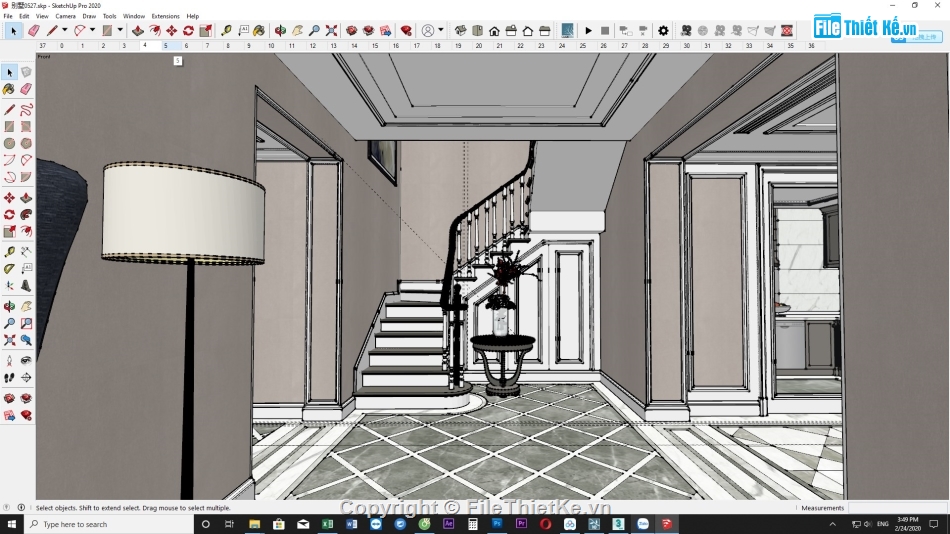 Sketchup nội thất,su nội thất,Su nội thất biệt thự,Sketchup thiết kế biệt thự,dựng biệt thự