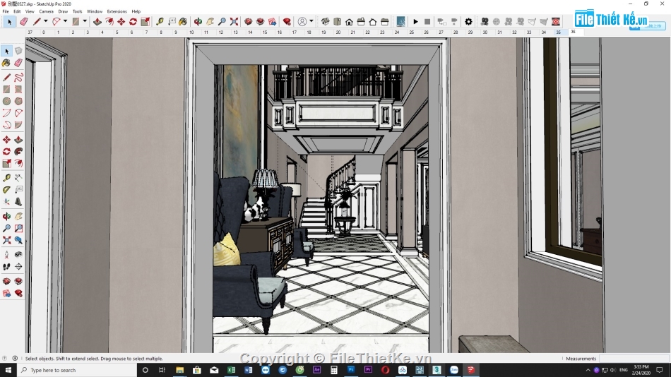 Sketchup nội thất,su nội thất,Su nội thất biệt thự,Sketchup thiết kế biệt thự,dựng biệt thự