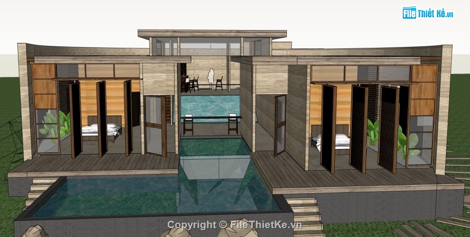 nội thất biệt thự,biệt thự sketchup,sketchup nội thất,biệt thự nghỉ dưỡng